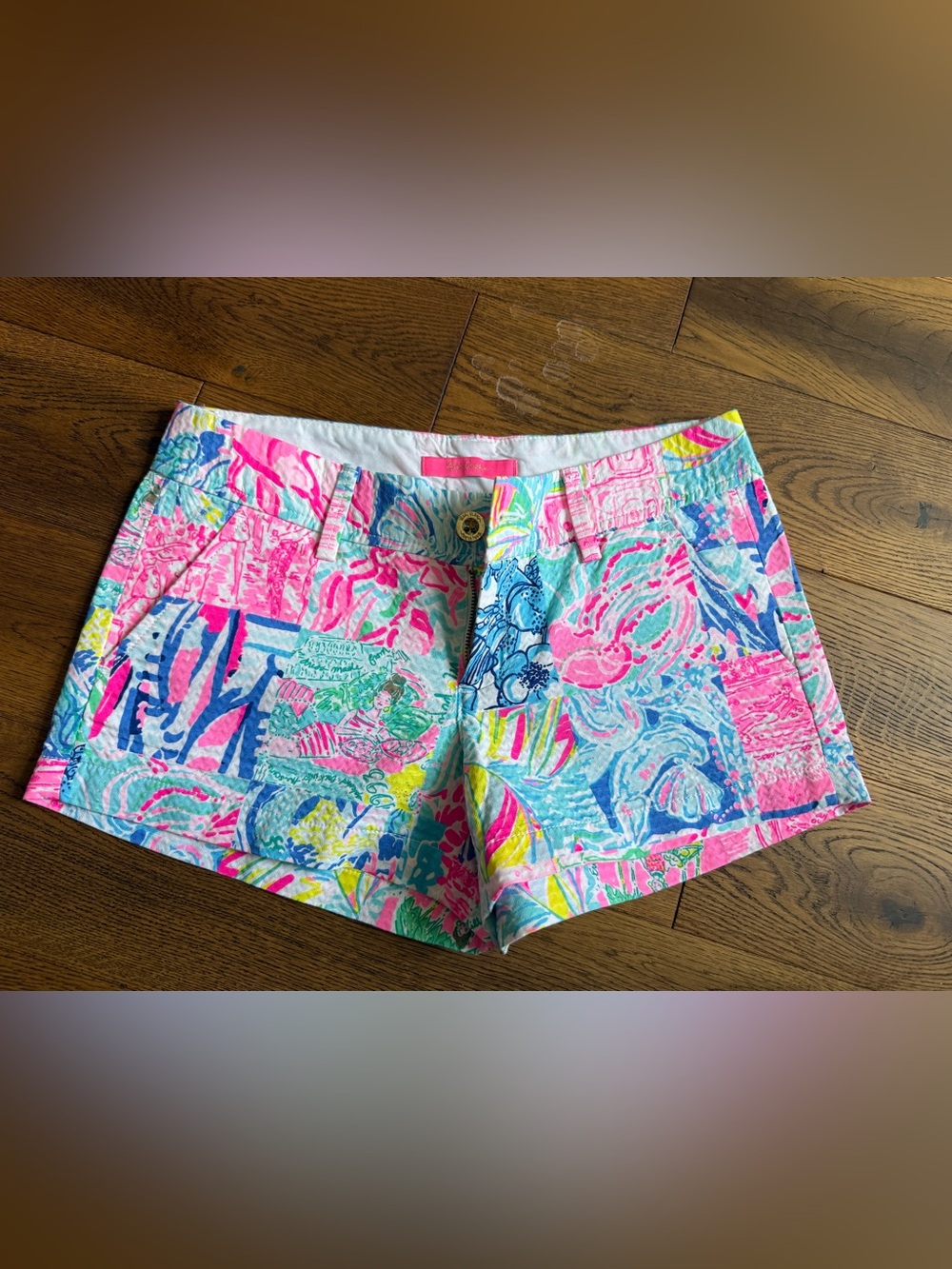 Lilly Pulitzer Neon Patchwork Print Cotton Shorts